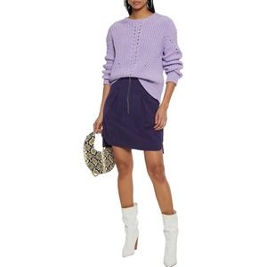 Isabel Marant HERA Dark Purple Pleated 100% Cotton Mini Skirt Sz 8 NWT